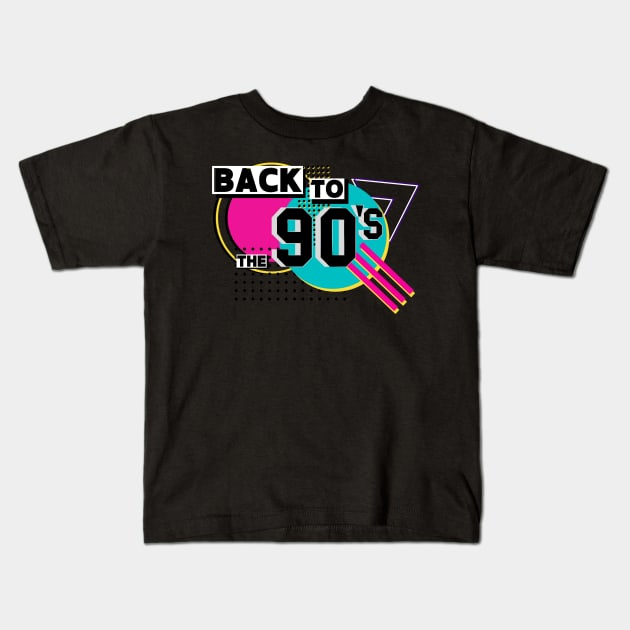 back to the 90's geometric dot shapes - 80s and 90s vintage classic retro Kids T-Shirt by JunThara